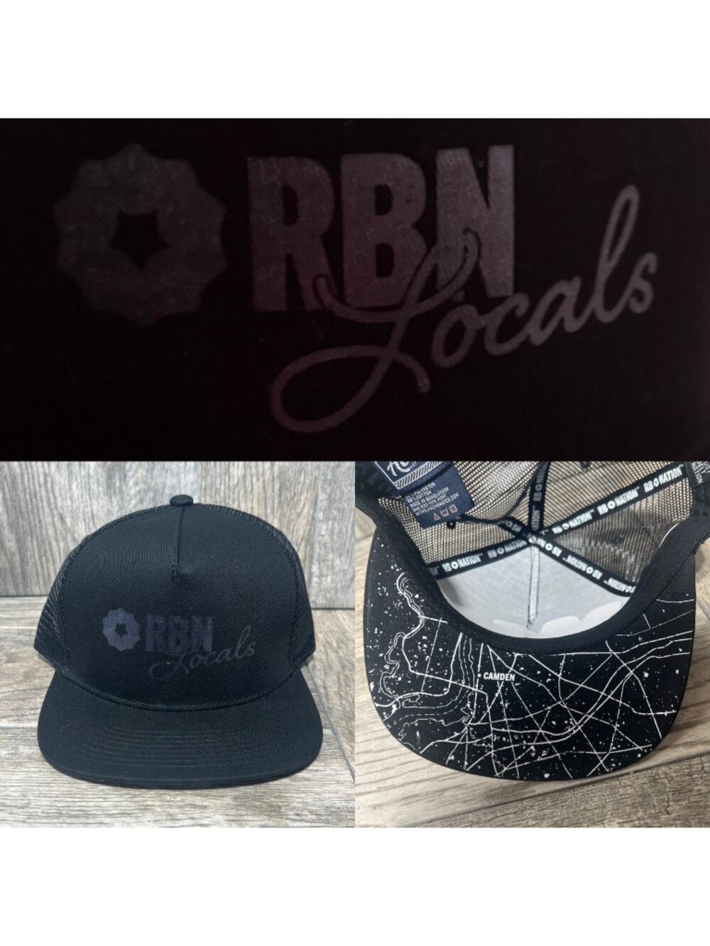 Rust Belt Nation Local Camden Black Foil Snapback Trucker Hat Mesh RBN NWOT